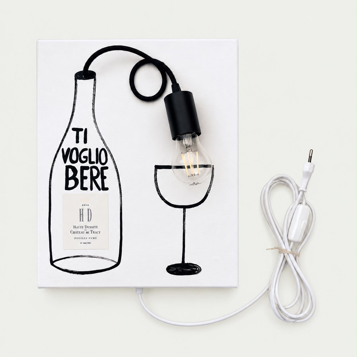 ti voglio bere lampada da parete applique tema vino