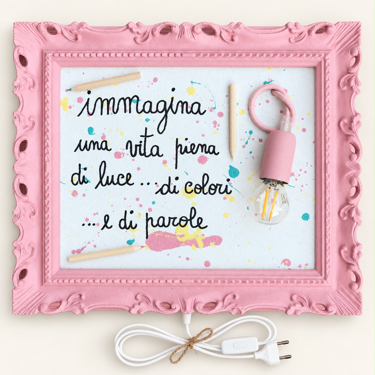lampada da parete cameretta rosa bambina colori applique light kids