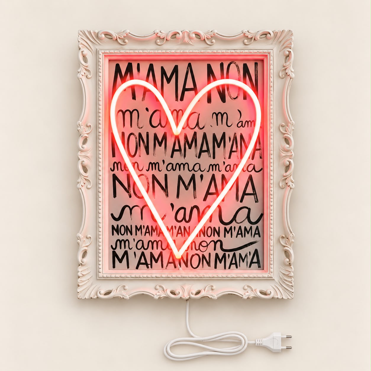 lampada led cuore m'ama non m'ama da parete apllique decorativa lait luce