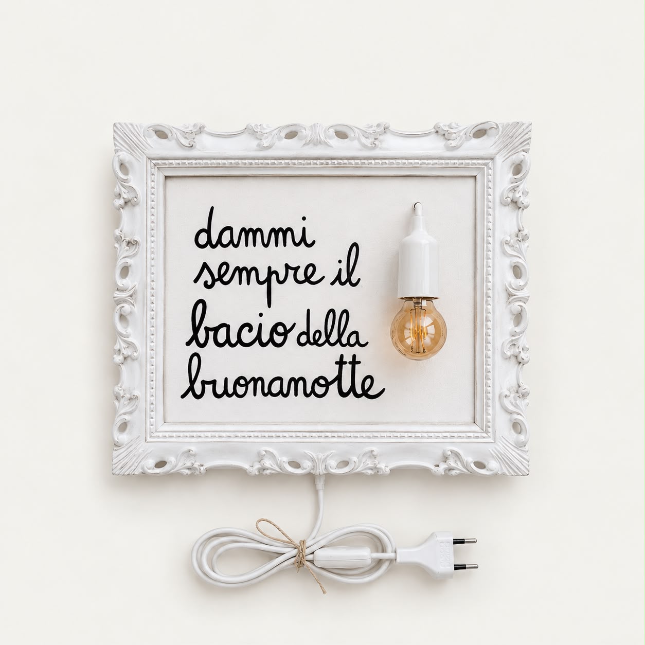 lampda da parete quadro luce illuminati dammi sempre il bacio della buonanotte