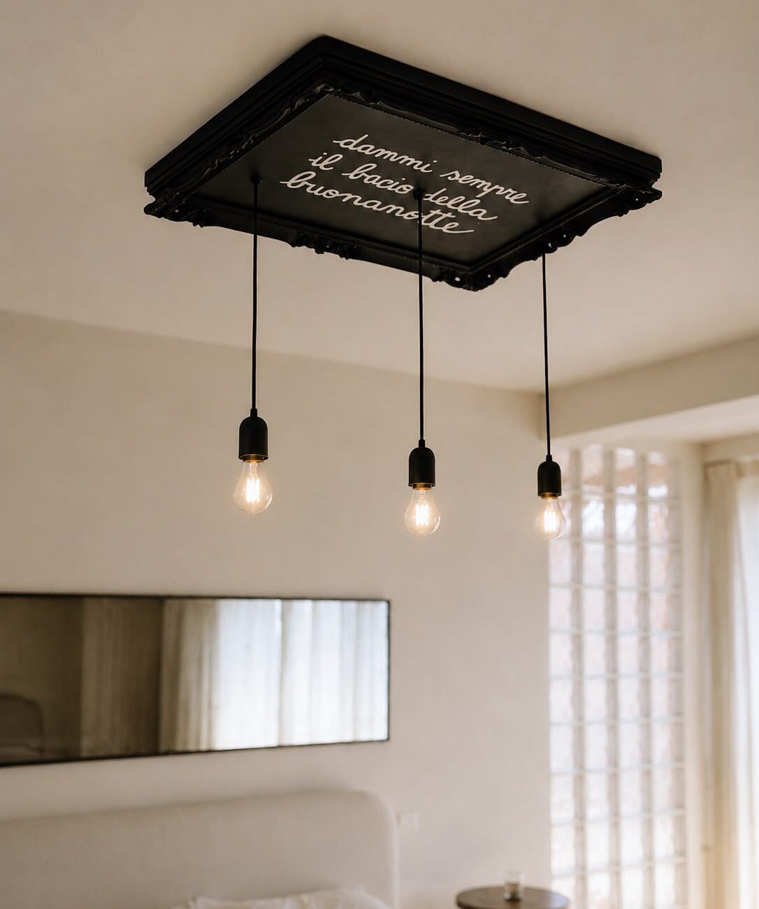 lampadario a soffitto dammi sempre il bacio della buonanotte tre luci decorativo arte design plafoniera