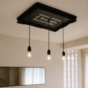 lampadario a soffitto dammi sempre il bacio della buonanotte tre luci decorativo arte design plafoniera